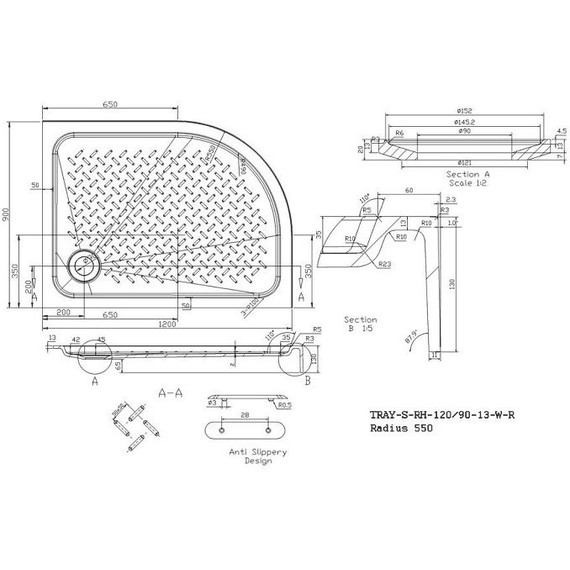 Мраморный поддон Cezares TRAY-S-RH-120/90-13-W-R 120х90 см - фото 2