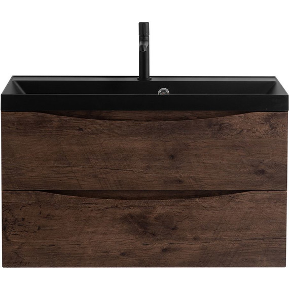 Тумба подвесная с раковиной BelBagno MARINO-900-2C-SO-RW-P 90 см, Rovere Moro (раковина BB900/450-LV-ART-AST-NERO) - фото 4