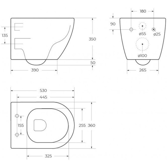 Унитаз подвесной безободковый Cezares Stream-Tor CZR-2426-TH-TOR/SC с тонкой крышкой микролифт (Система смыва торнадо) - фото 10