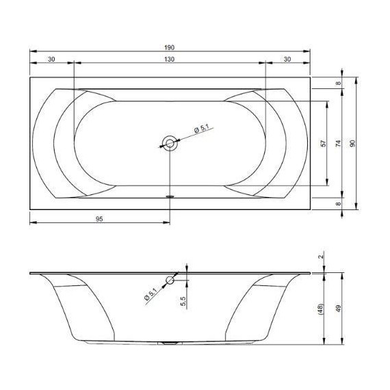 Ванна акриловая Riho LINARES 190x90 см B143001005, Размер - мм: 1900х900 - фото 9