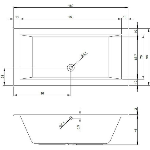 Ванна акриловая Riho LUGO 180x90 см B134001005, Размер - мм: 1800х900 - фото 6