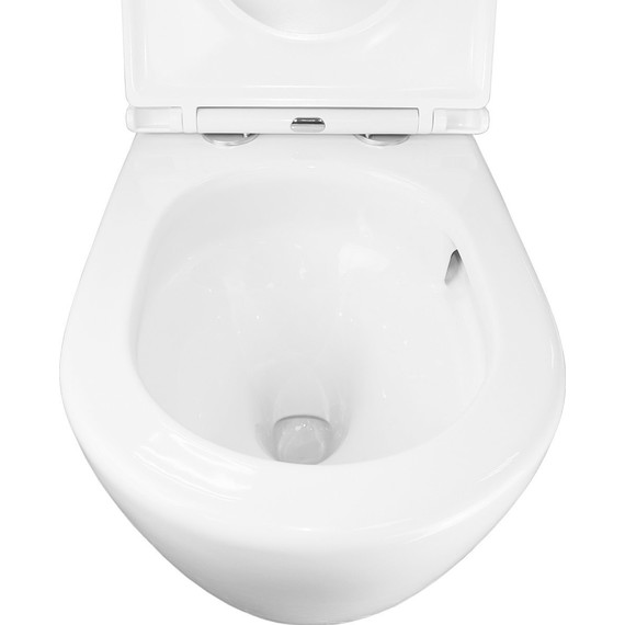 Унитаз приставной безободковый Azario Grado AZ-2141D-UQ1 с тонкой крышкой микролифт (система смыва Торнадо) - фото 9