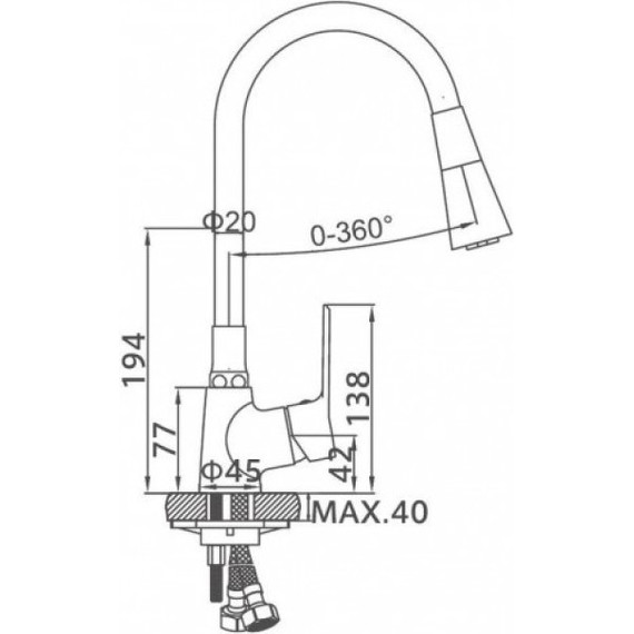 Смеситель для кухни Ledeme L4161B-2, чёрный - фото 2