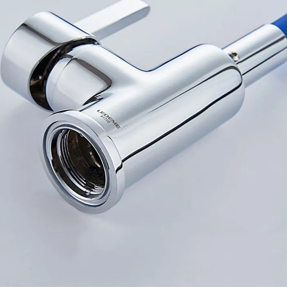 Смеситель для кухни Ledeme L4898-6, хром/синий - фото 4