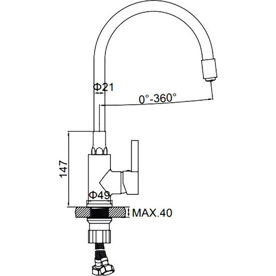 Смеситель для кухни Ledeme L4898-1, хром/красный - фото 9