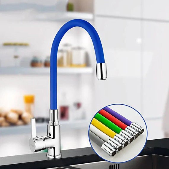 Смеситель для кухни Ledeme L4898-6, хром/синий - фото 5