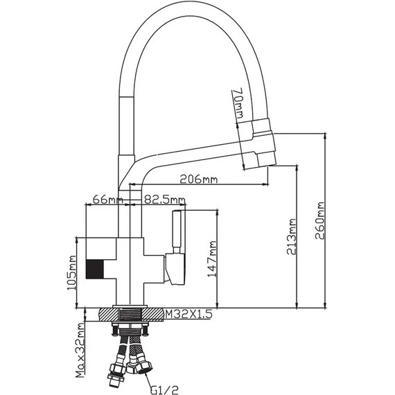 Смеситель для кухни Diadonna D49-19028, чёрный, Цвет производителя: хром чёрный - фото 7