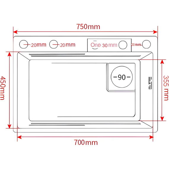 Кухонная мойка Diadonna DS7545, сатин - фото 3