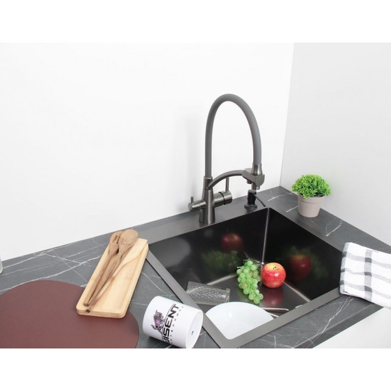 Смеситель для кухни Ledeme L4855D-12, оружейная сталь - фото 4