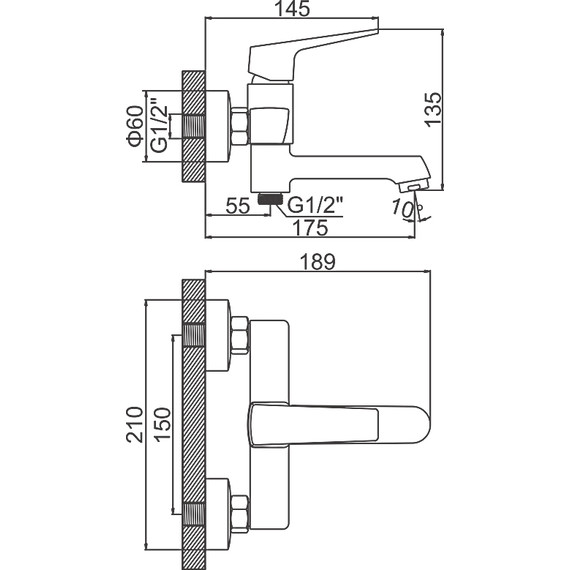 Смеситель для ванны Ledeme L3181B, чёрный - фото 2