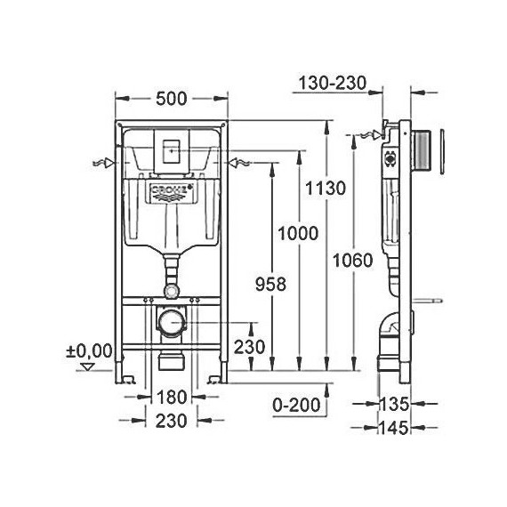 Инсталляция с подвесным унитазом комплект: Grohe Rapid SL 38772001+38732A00 с подвесным безободковым унитазом Aquatek Вега AQ1904-00 сиденье микролифт, крепление, кнопка смыва графит глянцевый, Цвет производителя: графит глянцевый - фото 8