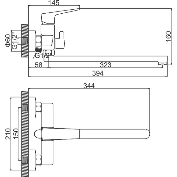 Смеситель для ванны Ledeme L2281B, чёрный - фото 2