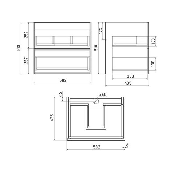 Тумба подвесная с раковиной Mirsant Ultra 60 см (раковина Next 60), белый матовый - фото 7