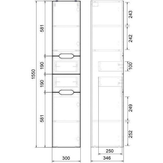 Комплект мебели Mirsant Soho Quadro 80/2 см c доводчиком (тумба + зеркало + пенал) - фото 12