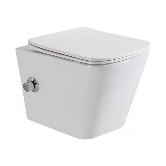 Инсталляция с подвесным унитазом комплект: Grohe Rapid SL 38772001+38732A00 с подвесным безободковым унитазом-биде BelBagno Due BB3103CHR-BS/SC сиденье микролифт, крепление, кнопка смыва графит глянцевый, Цвет производителя: графит глянцевый - фото 8