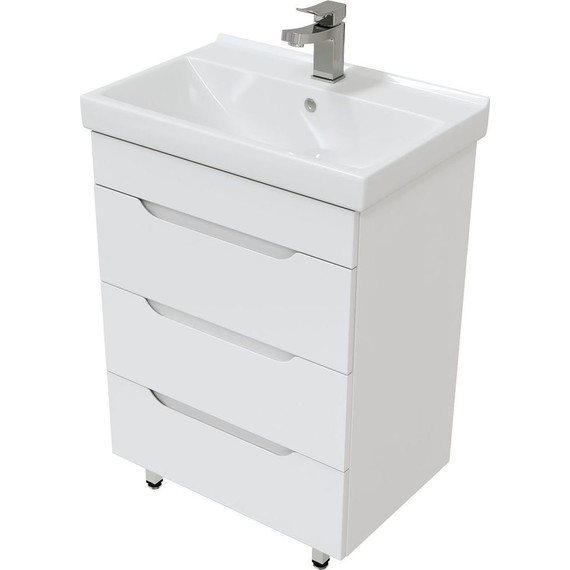 Комплект мебели Mirsant Soho quadro 60 см, белый (тумба + зеркало) - фото 2