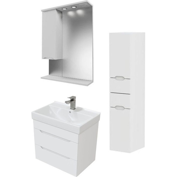 Комплект мебели Mirsant Soho Quadro 60 см (тумба + зеркало + пенал) - фото 