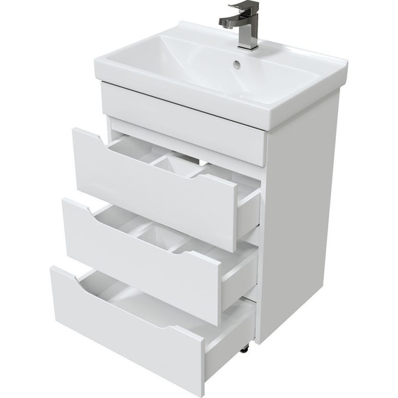 Комплект мебели Mirsant Soho quadro 60 см, белый (тумба + зеркало) - фото 5