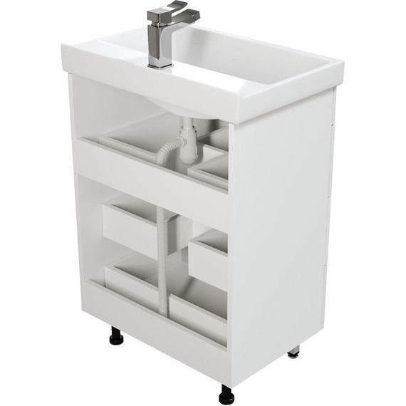 Комплект мебели Mirsant Soho quadro 60 см, белый (тумба + зеркало) - фото 6