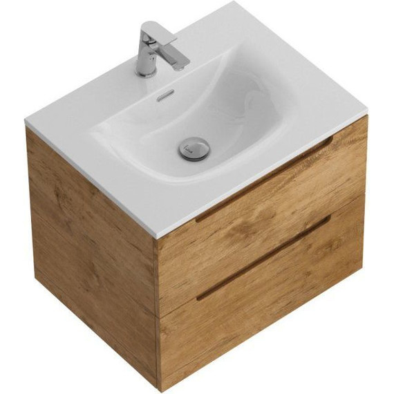 Тумба подвесная с раковиной BelBagno ETNA-600-2C-SO-RN-P 60 см, Rovere Nature, Цвет фасада: Rovere Nature - фото 2