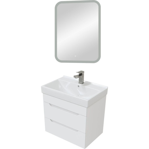 Комплект мебели Mirsant Soho Quadro 60 см (тумба + зеркало) - фото 2