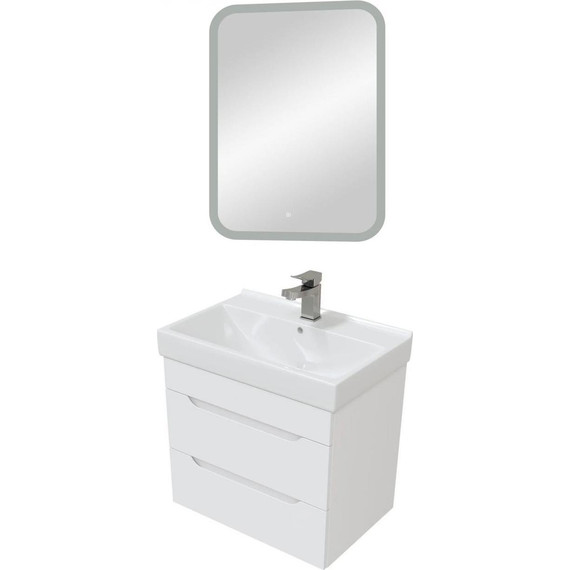 Комплект мебели Mirsant Soho Quadro 60 см (тумба + зеркало + пенал) - фото 2