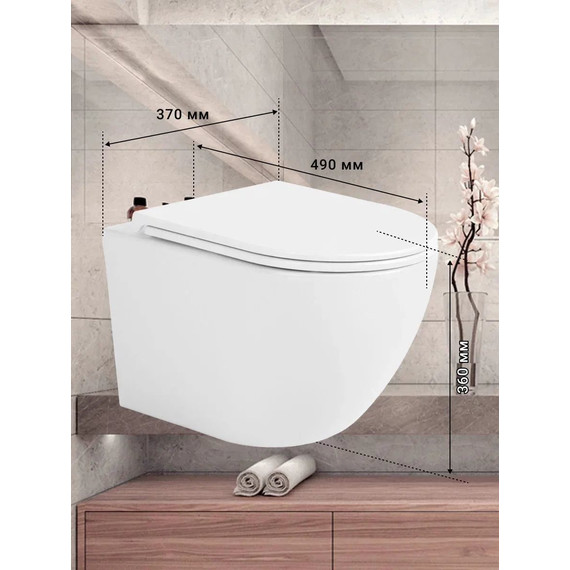 Инсталляция с подвесным унитазом комплект: Grohe Rapid SL 38772001 с подвесным безободковым унитазом Sintesi Evi SIN-TS-EVI-152 сиденье микролифт, крепление, кнопка смыва хром (система смыва Торнадо) - фото 13