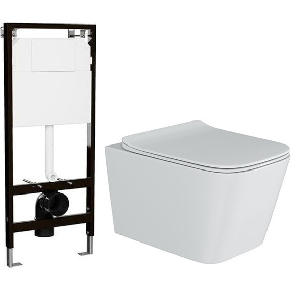 Инсталляция с подвесным унитазом комплект: Sole с подвесным унитазом Cube pro сиденье микролифт - фото 