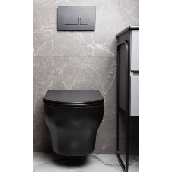 Унитаз подвесной Boheme Fiore 978-SET-B с крышкой микролифт, чёрный матовый, Цвет производителя: чёрный матовый - фото 3