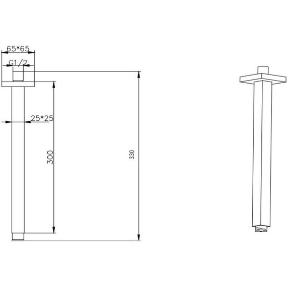 Кронштейн потолочный для верхнего душа Boheme Qubic 629-QUBIC-CR, chrome - фото 2
