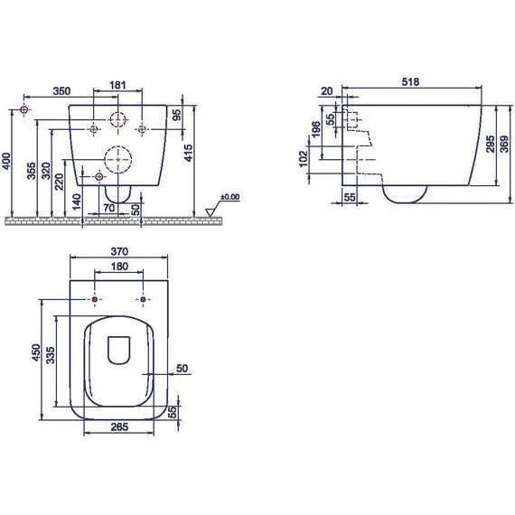 Унитаз-биде подвесной безободковый Boheme Zen 967-SET-2-W с крышкой микролифт - фото 3