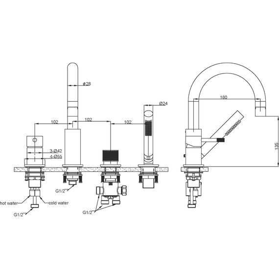 Смеситель для ванны Boheme UNO 460-NB, nickel brush - фото 2