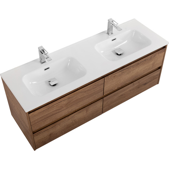 Тумба подвесная с раковиной BelBagno KRAFT-1400-4C-SO-2-RT 140 см, Rovere Tabacco - фото 3