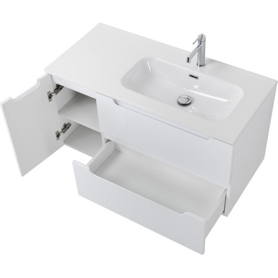 Тумба подвесная с раковиной BelBagno ETNA-1000-2C-1A-SO-BL-R 100 см (раковина BB1000ETL-R) Bianco Lucido, Цвет фасада: Bianco Lucido - фото 3