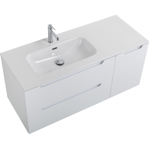 Тумба подвесная с раковиной BelBagno ETNA-1200-2C-1A-SO-BL-L 120 см (раковина BB1200ETL-L) Bianco Lucido, Цвет фасада: Bianco Lucido - фото 5