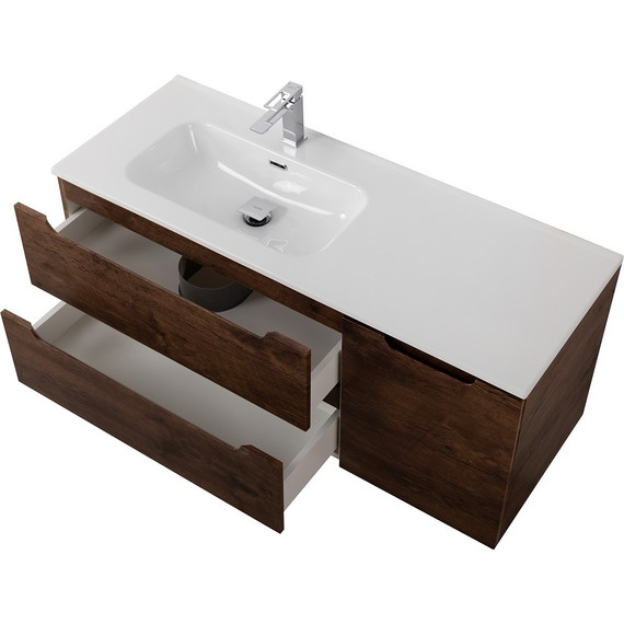 Тумба подвесная с раковиной BelBagno ETNA-1200-2C-1A-SO-RW-L 120 см (раковина BB1200ETL-L) Rovere Moro, Цвет фасада: Rovere Moro - фото 5