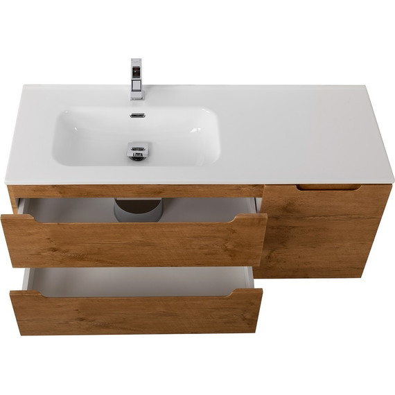 Тумба подвесная с раковиной BelBagno ETNA-1200-2C-1A-SO-RN-L 120 см (раковина BB1200ETL-L) Rovere Nature, Цвет фасада: Rovere Nature - фото 7