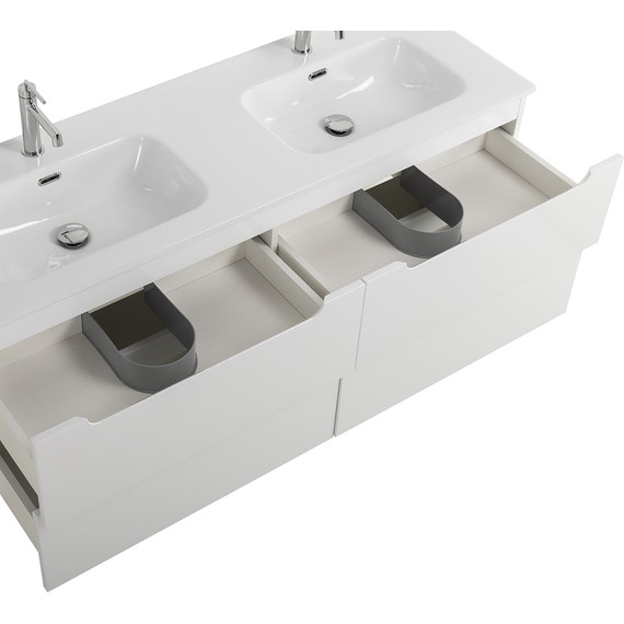 Тумба подвесная с раковиной BelBagno ETNA-1200-4C-SO-2-BL 120 см (раковина BB1200-2-ETL) Bianco Lucido, Цвет фасада: Bianco Lucido - фото 8