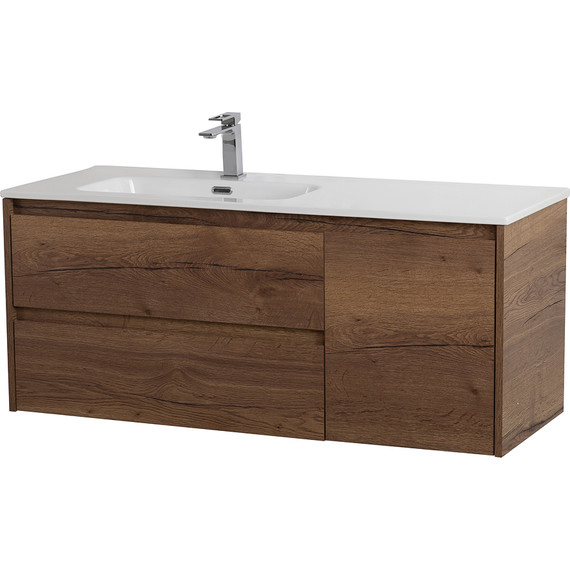 Тумба подвесная с раковиной BelBagno KRAFT-1000-2C-1A-SO-RT-L 100 см, Rovere Tabacco - фото 2