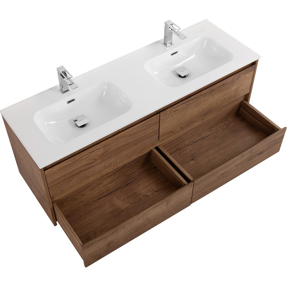 Тумба подвесная с раковиной BelBagno KRAFT-1400-4C-SO-2-RT 140 см, Rovere Tabacco - фото 4