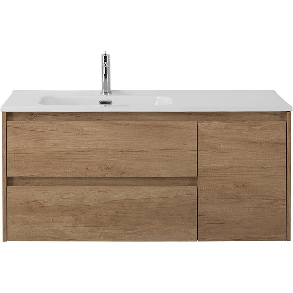 Тумба подвесная с раковиной BelBagno KRAFT-1000-2C-1A-SO-RNN-L 100 см, Rovere Nebrasca Nature - фото 