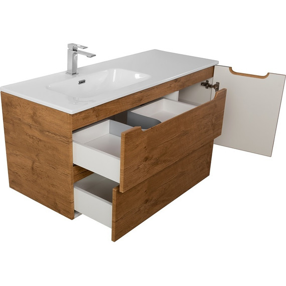 Тумба подвесная с раковиной BelBagno ETNA-1200-2C-1A-SO-RN-L 120 см (раковина BB1200ETL-L) Rovere Nature, Цвет фасада: Rovere Nature - фото 9