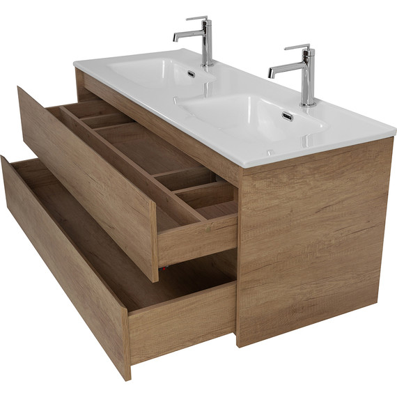 Тумба подвесная с раковиной BelBagno KRAFT-1200-2C-SO-2-RNN 120 см, Rovere Nebrasca Nature - фото 10