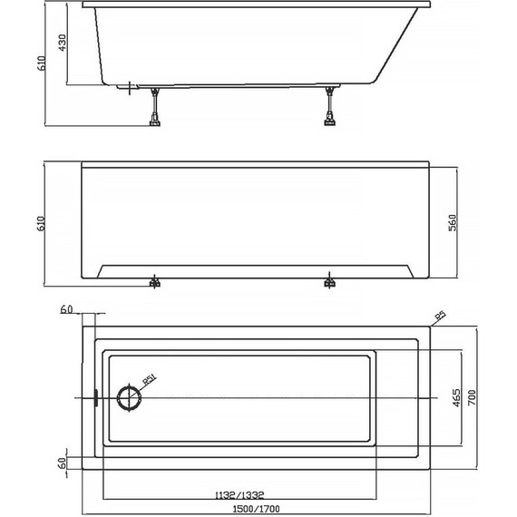 Ванна акриловая Azario Emilia 170x70 см AV.0011270, Размер - мм: 1700х700 - фото 9