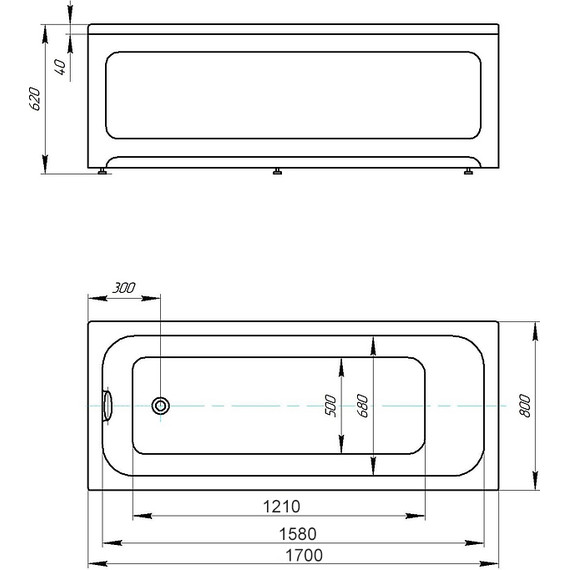 Ванна акриловая Azario Bella 170x80 см AV.0023170, Размер - мм: 1700х800 - фото 9