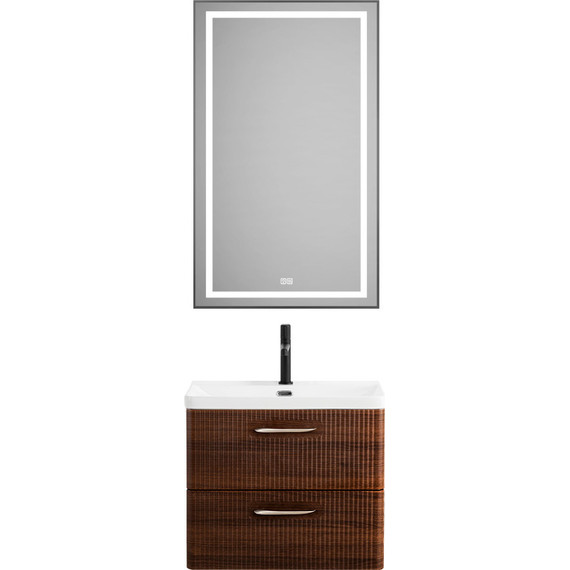 Тумба подвесная с раковиной BelBagno DUE-600-2C-SO-NOCE-P 60 см (2 ручки сатин) Noce, Цвет фасада: Noce - фото 11