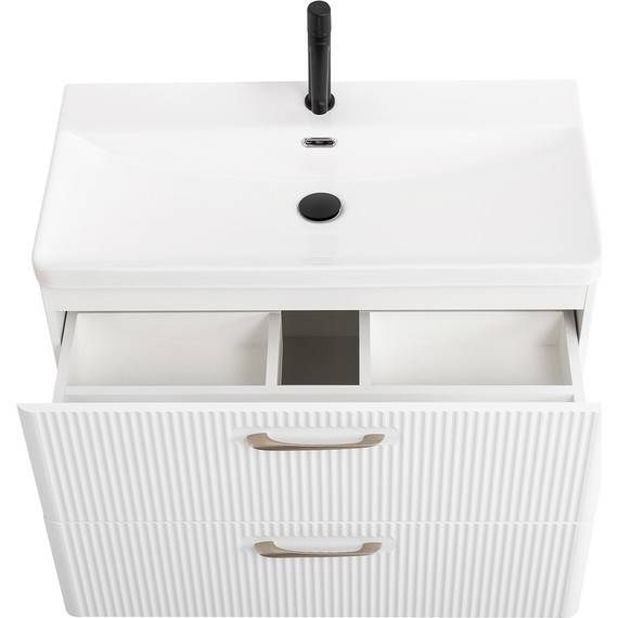 Тумба подвесная с раковиной BelBagno DUE-800-2C-SO-BL-P 80 см (2 ручки сатин) Bianco Lucido, Цвет фасада: Bianco Lucido - фото 5