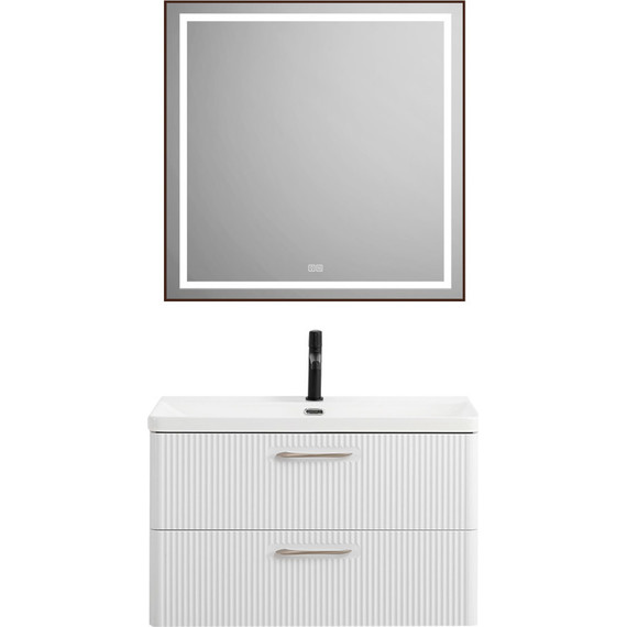 Тумба подвесная с раковиной BelBagno DUE-800-2C-SO-BM-P 80 см (2 ручки сатин) белый металлик, Цвет фасада: Белый металлик - фото 12