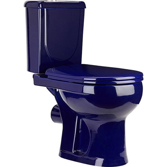 Унитаз-компакт Оскольская керамика Ирида Стандарт (горизонтальный выпуск) с полипропиленовой крышкой 40355130402, синий, Цвет производителя: синий - фото 