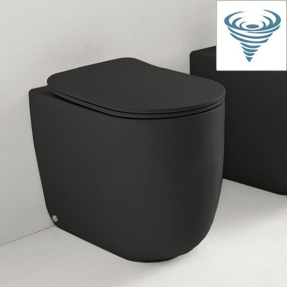 Унитаз приставной безободковый Kerasan Nolita 531931 (система смыва торнадо) чёрный матовый - фото 